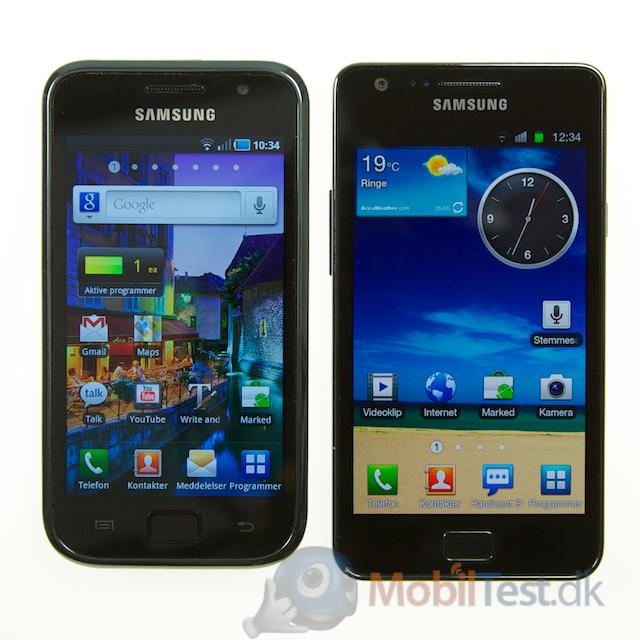 Samsung Galaxy S ved siden af Galaxy S2